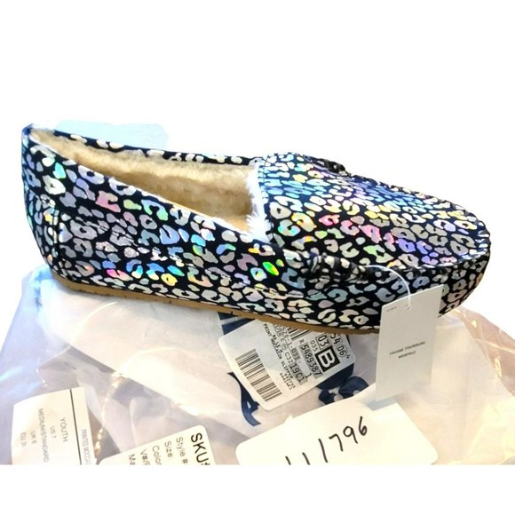Lands End Moccasin Slipper Rainbow Leopard Nany Metallic Youth Size 7M JJ1796 - Picture 1 of 7